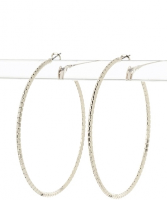 Notched Metal Hoop Earrings EH700002 SILVER